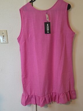 Doublju Pink Sleeveless Ruffle Hem Dress